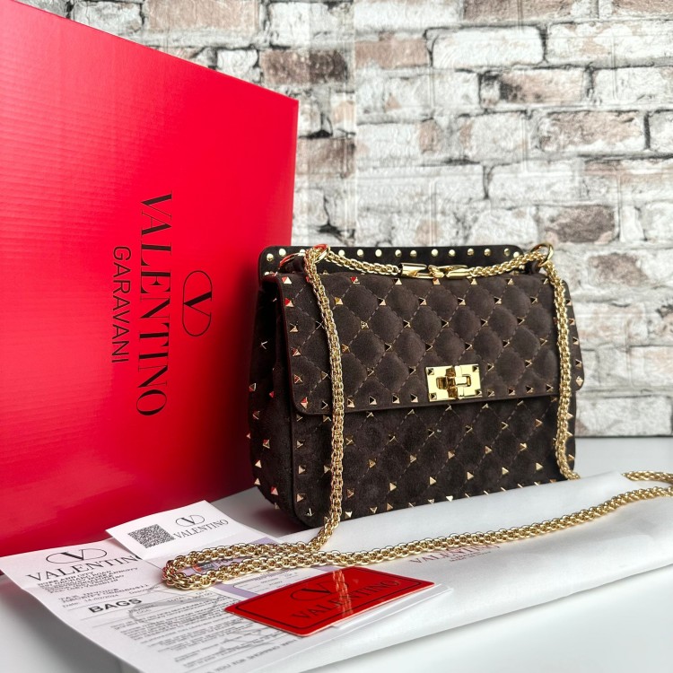 VALENTİNO GARAVANİ ROCKSTUD SÜET ACİ KAHVE